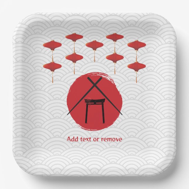 Hibachi Theme Birthday Party Private Chef Japanese Paper Plate (Front)