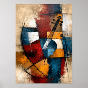 Hibiki String Duet Japanese Geometric Music Art Poster