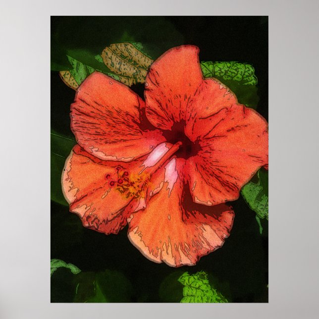 Hibiscus 424 tropical red flower poster (Front)