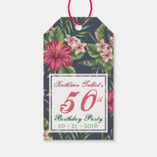 Hibiscus 50th Birthday Party Gift Tag