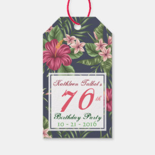 Hibiscus 70th Birthday Party Gift Tag