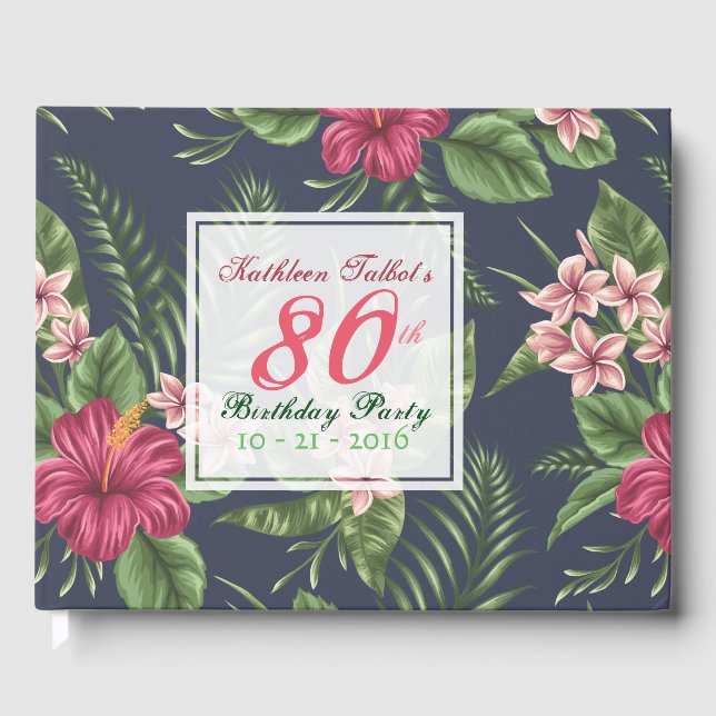 Hibiscus 80th Birthday Party Guest Book (Front)