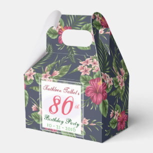 Hibiscus 80th Birthday Party Thank You Favour Box