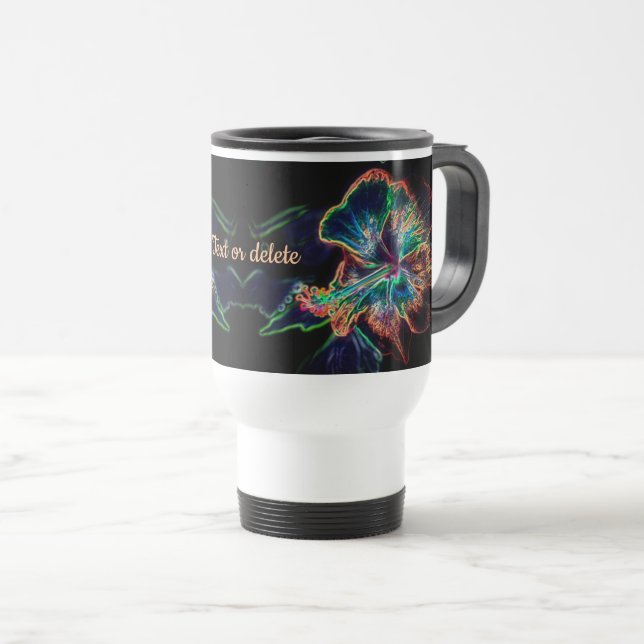 Hibiscus Abstract Flower Art Personalised  Travel Mug (Front Right)