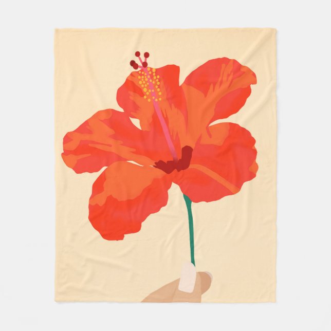 Hibiscus Affection Fleece Blanket (Front)
