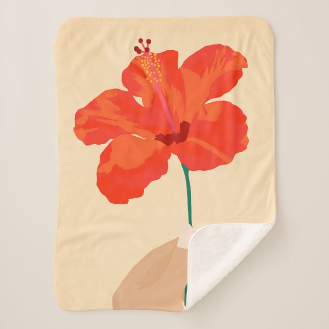 Hibiscus Affection Sherpa Blanket (Front)