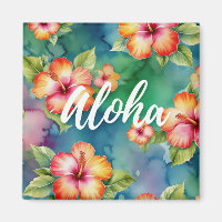 Hibiscus Aloha Watercolor Hawaii Wedding Honeymoon