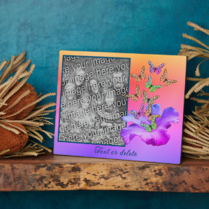 Hibiscus And Butterfly Add Your Photo Personalised Plaque