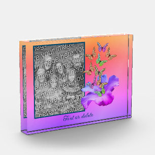 Hibiscus And Butterfly Personalized Add Your Photo Block