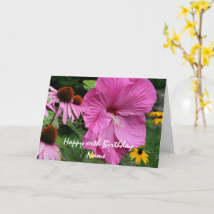 Hibiscus And Flower Friends Personalised Birthday  Card