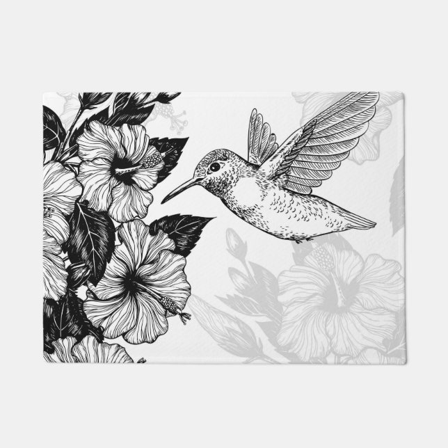 Hibiscus and hummingbird doormat (Front)