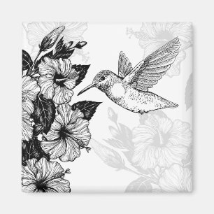 Hibiscus and hummingbird magnet
