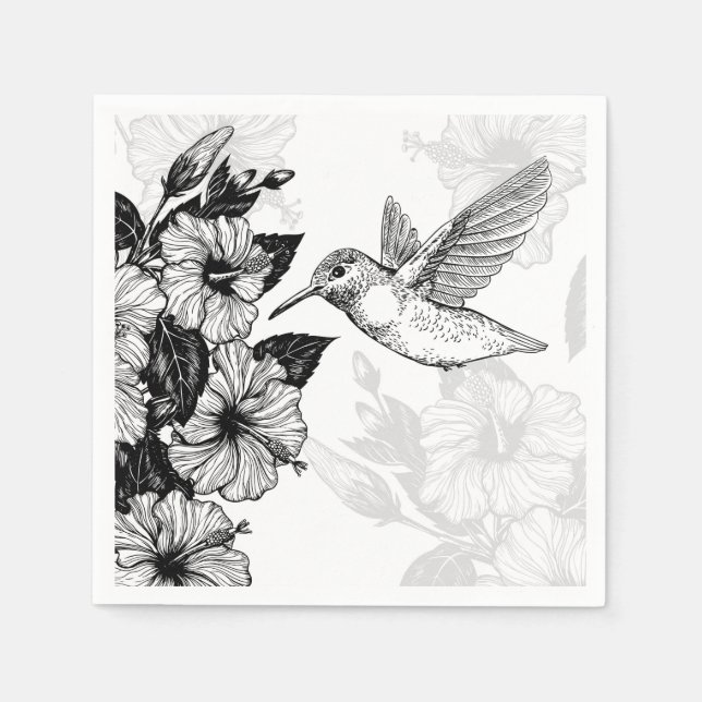 Hibiscus and hummingbird napkin (Front)