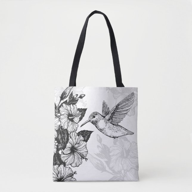 Hibiscus and hummingbird tote bag (Front)
