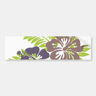 Hibiscus and Leaves Design Bumper Sticker