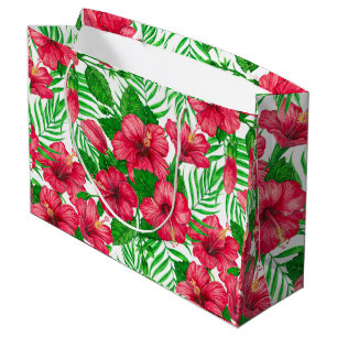 Hibiscus and palm leaves large gift bag