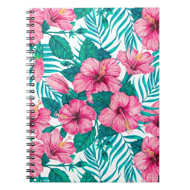 Hibiscus and palm leaves notebook (Front)