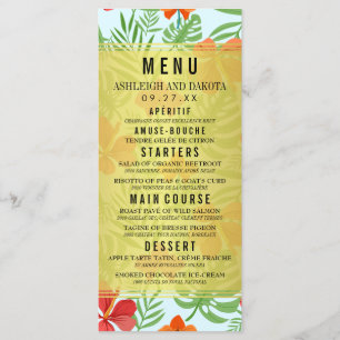Hibiscus and Palm Leaves Wedding Menu
