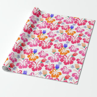 Hibiscus and Roses Silhouette Wrapping Paper