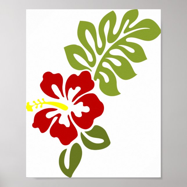 Hibiscus Blossom Leaf Red Blooming Nature Poster (Front)