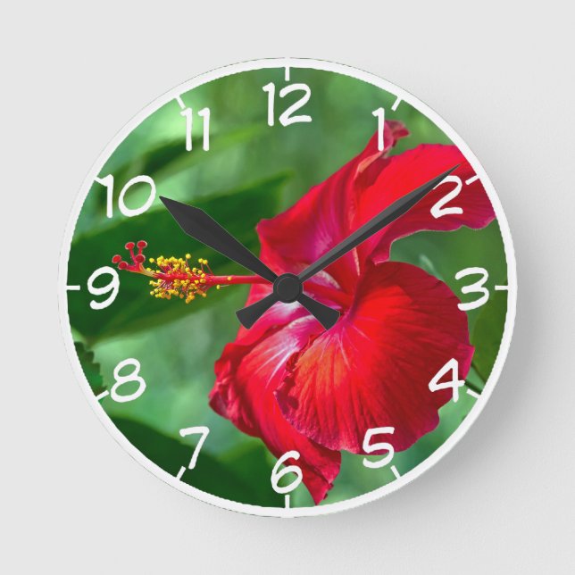 Hibiscus Blossom Round Clock (Front)