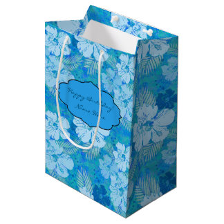 Hibiscus Blue Batik Medium Gift Bag