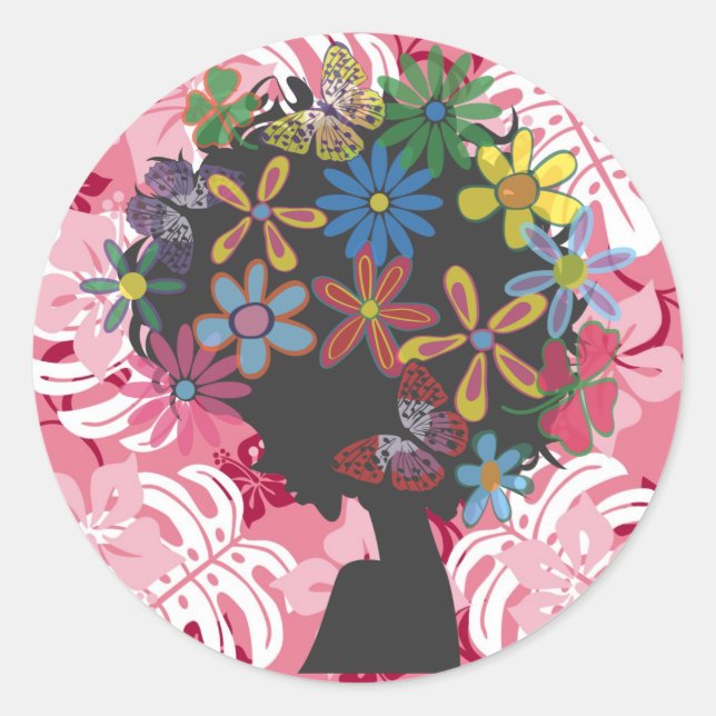 Hibiscus×Bomber Head Classic Round Sticker (Front)