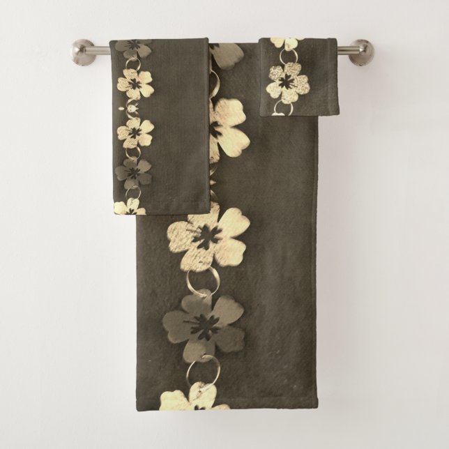 Hibiscus Brown Floral  Bath Towel Set (Insitu)