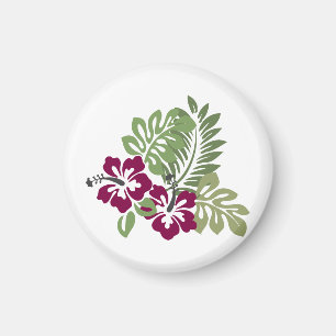 Hibiscus Burgundy Foliage Decoration Floral Golf B Magnet