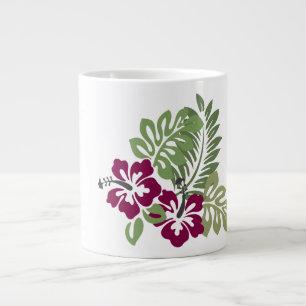 Hibiscus Burgundy Foliage Decoration Floral Two-To Large Coffee Mug
