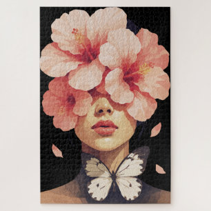 Hibiscus & Butterfly – Modern Floral Botanical Jigsaw Puzzle
