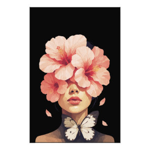 Hibiscus & Butterfly – Modern Floral Botanical Photo Print