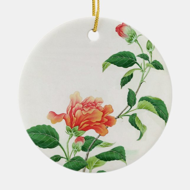 Hibiscus Ceramic Tree Decoration (Front)