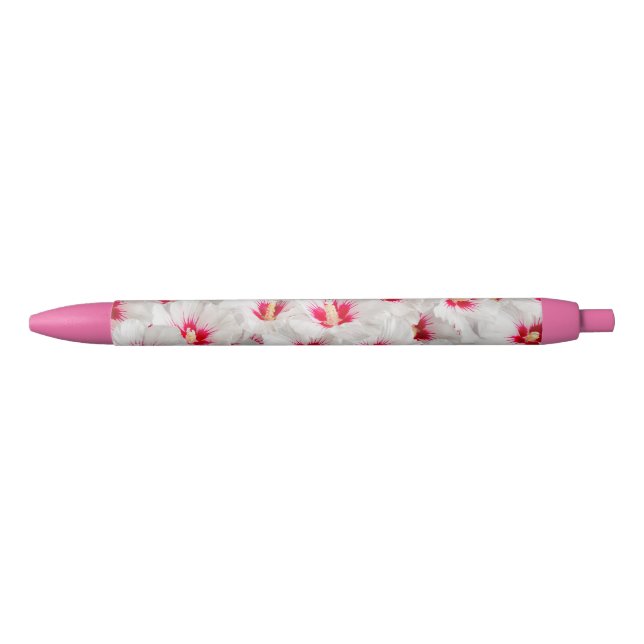 Hibiscus - Chinese Rose Flower Pattern Black Ink Pen (Front)