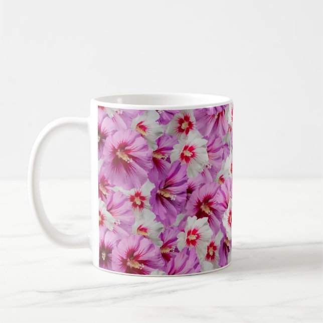 Hibiscus - Chinese Rose Flower Pattern Coffee Mug (Left)