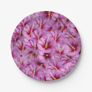 Hibiscus - Chinese Rose Flower Pattern Paper Plate