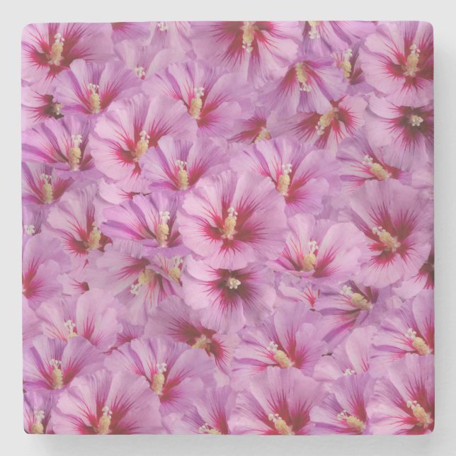 Hibiscus - Chinese Rose Flower Pattern Stone Coaster (Front)