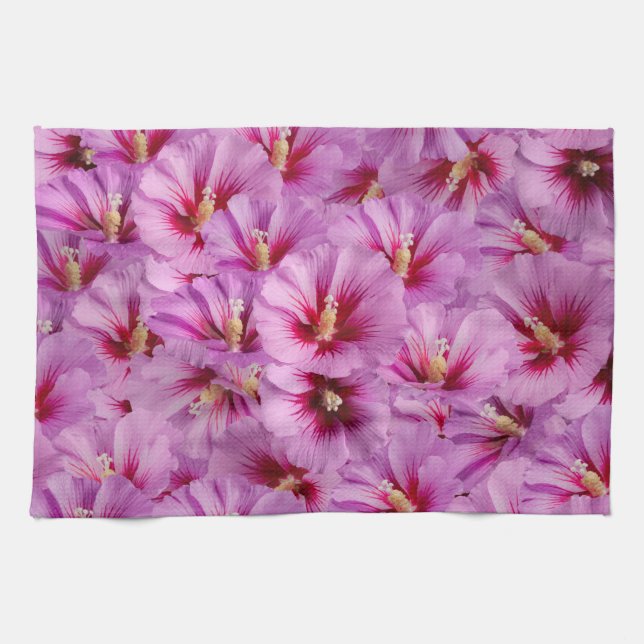 Hibiscus - Chinese Rose Flower Pattern Tea Towel (Horizontal)