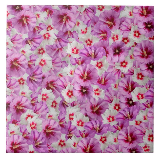 Hibiscus - Chinese Rose Flower Pattern Tile (Front)