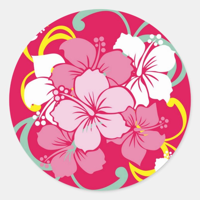Hibiscus Classic Round Sticker (Front)