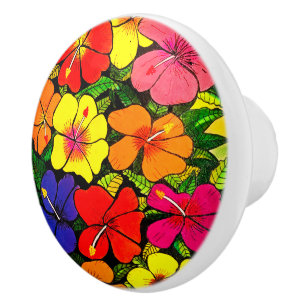 Hibiscus  Color Ceramic Knob