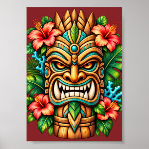 Hibiscus Crown Tiki Guardian Poster