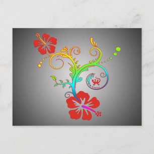 Hibiscus Decor Coloured Postcard