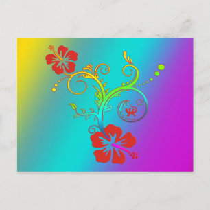 Hibiscus Decor Coloured Postcard