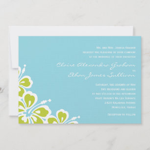 Hibiscus Delight Wedding Invitation - Sky Blue