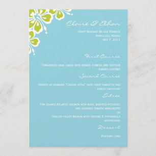 Hibiscus Delight Wedding Menu Card - Sky Blue