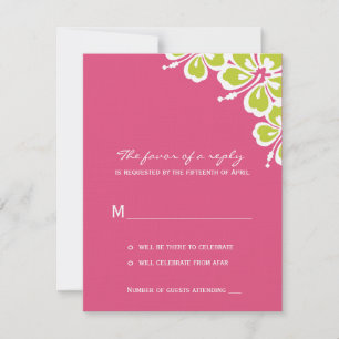Hibiscus Delight Wedding RSVP Card - Azalea -