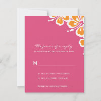 Hibiscus Delight Wedding RSVP Card - Azalea -