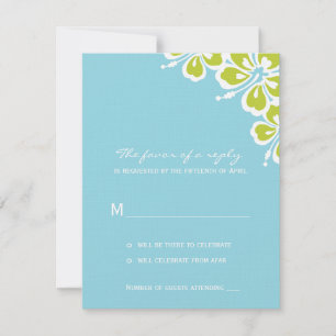 Hibiscus Delight Wedding RSVP Card - Sky Blue -