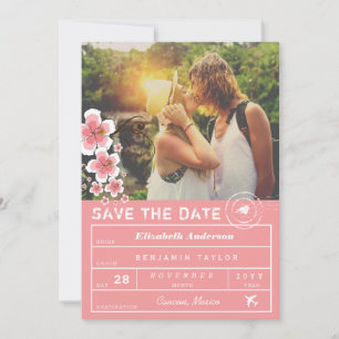 Hibiscus Destination Wedding Luggage Tag Photo Save The Date